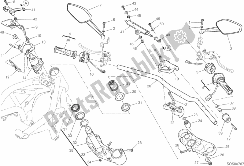 Toutes les pièces pour le Guidon Et Commandes du Ducati Monster 1200 R USA 2017